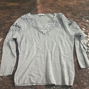 Elegant Gray Lace Women's Blouse